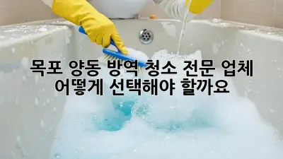 목포 양동 방역 청소 전문 업체, 어떻게 선택해야 할까요?